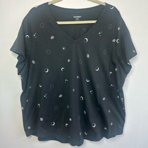 Old Navy Dark Gray Women’s V-Neck Tee Everywhere Size XXL Stars And Moon